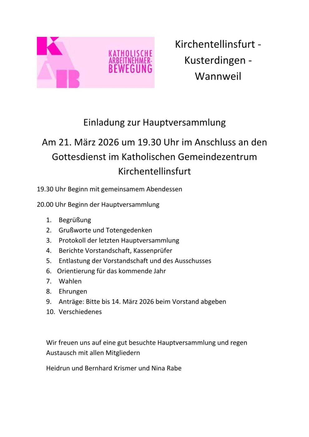 Einladung HV 2026